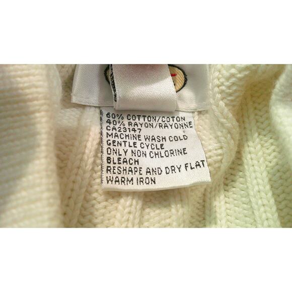 Talbots Full Zip Woven Sweater Women's Small Cream Off White - Picture 6 of 6